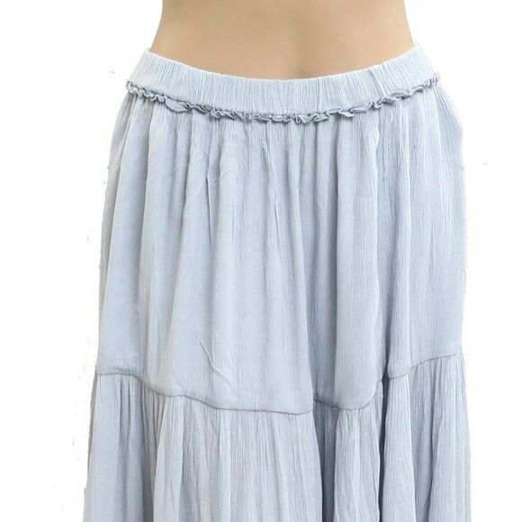 Free People Free-est Vienna Midi Skirt Tiered Asymmetrical Ruffle Blue M 283462 - Picture 4 of 8